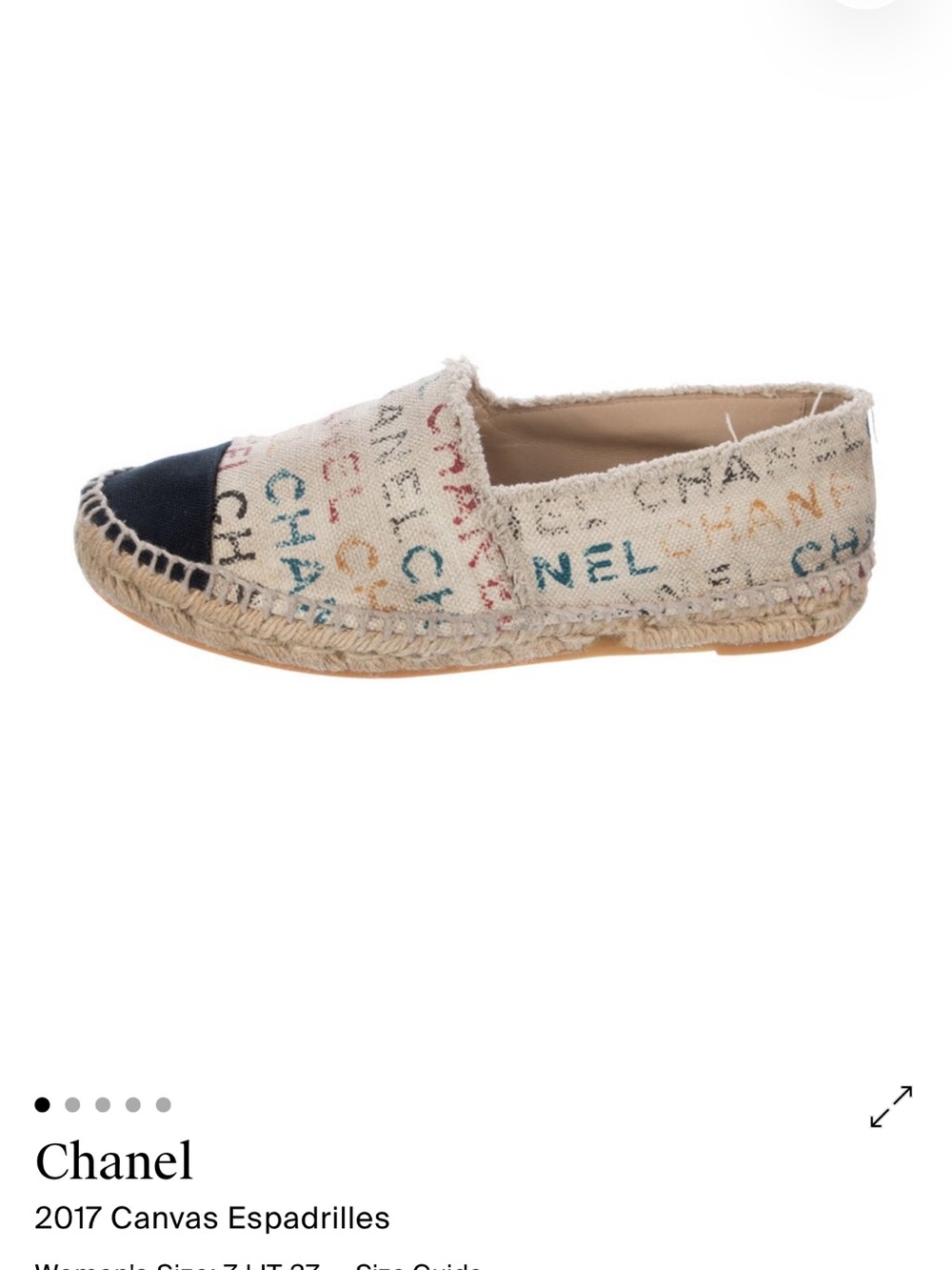 CHANEL logo espadrille - size 7 excellent condition!